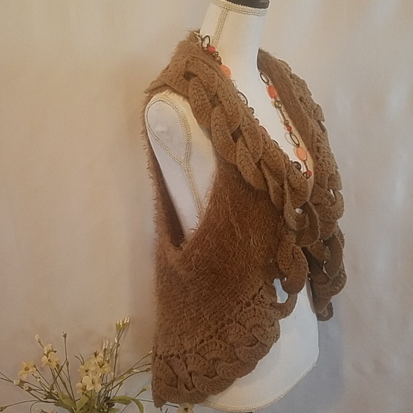 JOHN FASHION Wool Sweater Vest Eyelash Style Sz M - Picture 2 of 9